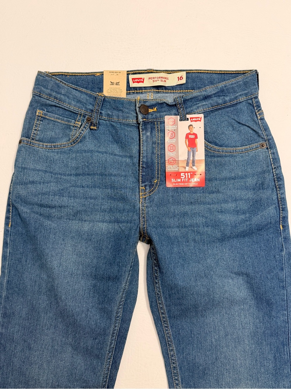 Levi's 511 Straight Leg Light Blue Jeans Size 28W 30L “16”‎